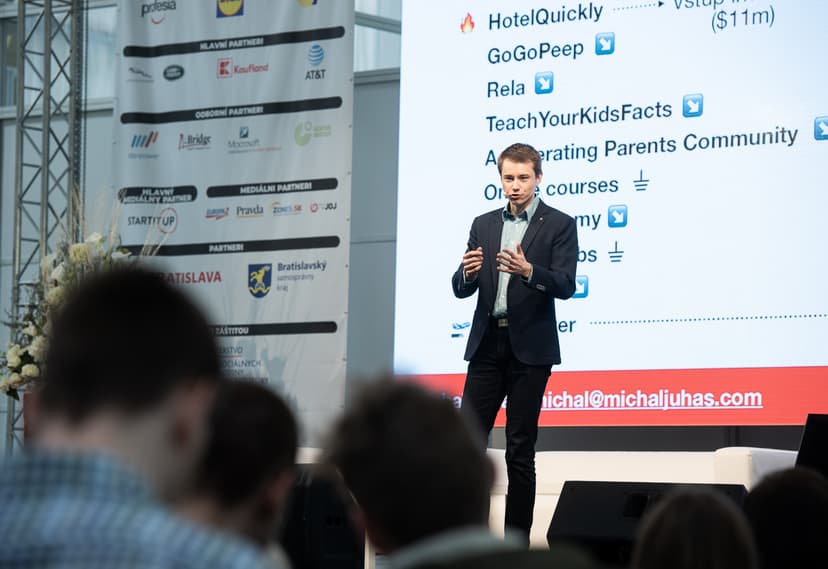 Michal Juhas speaking at a conference Michal Juhas speaking at a conference