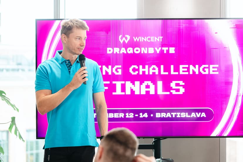 Michal Juhas speaking at DragonByte opening Michal Juhas speaking at DragonByte opening